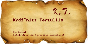 Kránitz Tertullia névjegykártya